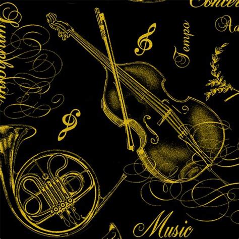 timeless treasures metallic instrumental instruments black fabric|SPECIALTY FABRICS: Gold Metallic Tossed Brass Musical .